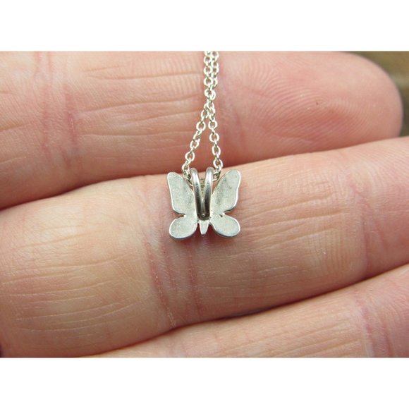 18 Inch Sterling Silver Cute Tiny Butterfly Necklace - Picture 3 of 6